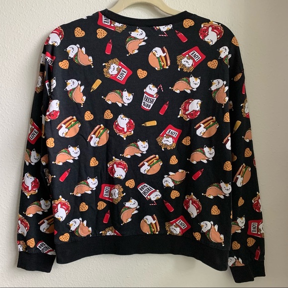 H&M Small Cat Taco Junk Food Sweatshirt Black - Picture 4 of 11